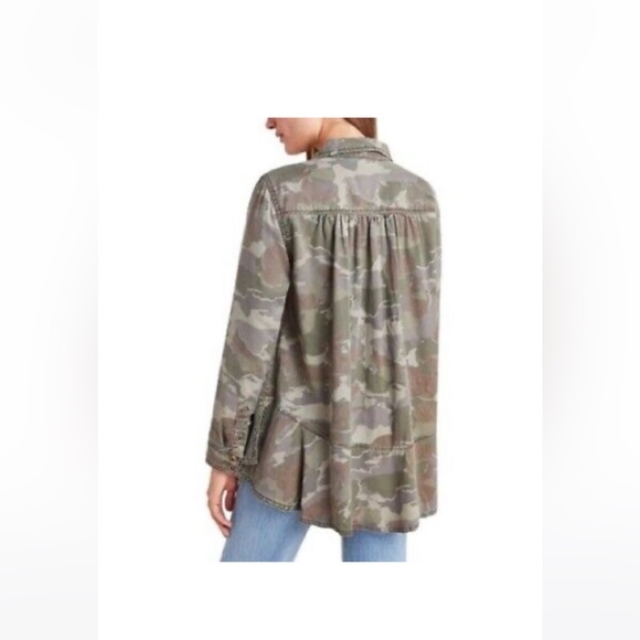 📌by ANTHROPOLGIE green camo button up peplum jacket - Picture 4 of 10